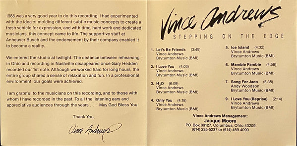 Vince Andrews (2) : Stepping On The Edge (Album,Limited Edition)