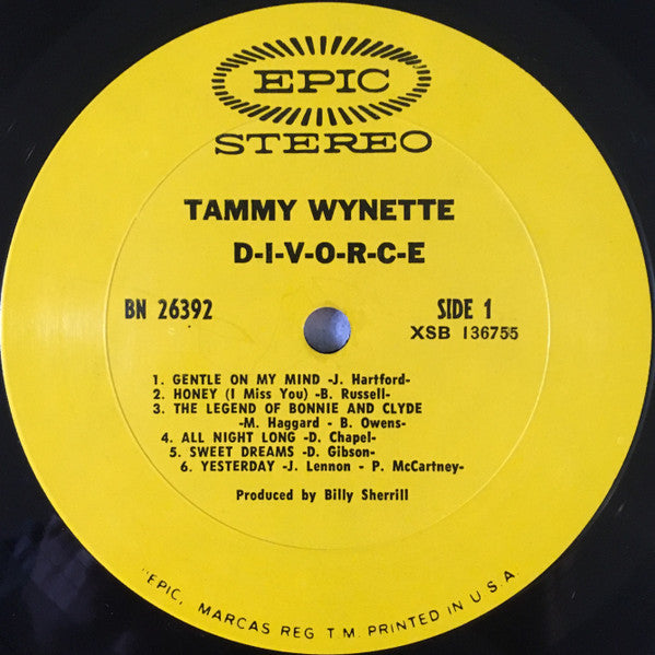 Tammy Wynette : D-I-V-O-R-C-E (LP,Album,Stereo)