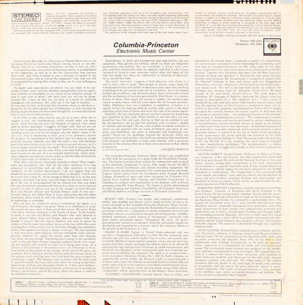 Various : Columbia-Princeton Electronic Music Center (LP,Repress,Stereo)