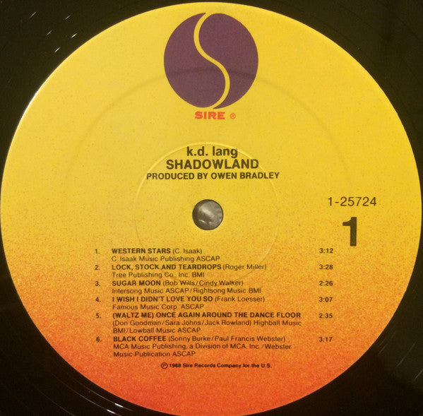 k.d. lang : Shadowland (LP,Album)