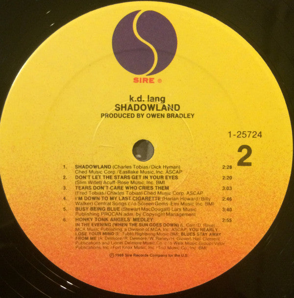 k.d. lang : Shadowland (LP,Album)
