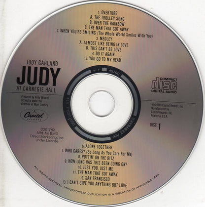 Judy Garland : Judy At Carnegie Hall - Judy In Person (Album,Club Edition,Reissue,Remastered)