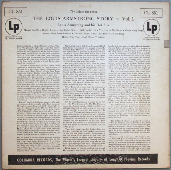 Louis Armstrong & His Hot Five : The Louis Armstrong Story (Volume 1) (LP,Album,Compilation,Reissue,Mono)