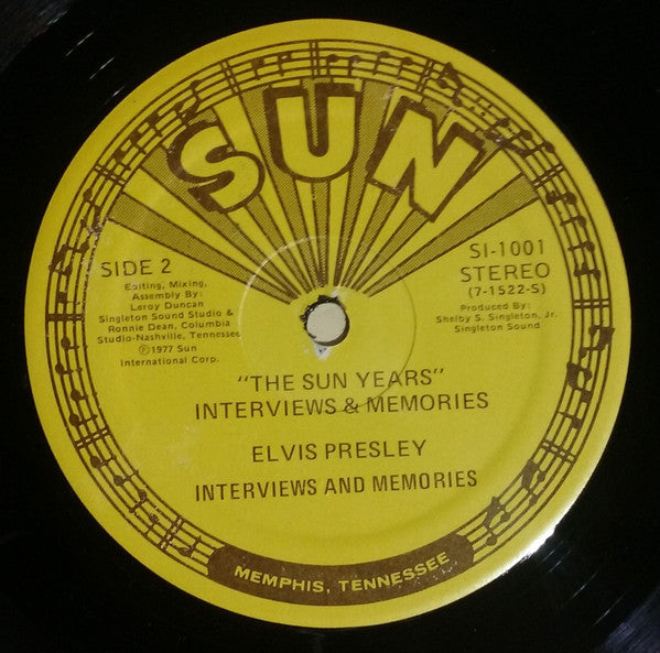 Elvis Presley : Interviews And Memories Of:  The Sun Years (LP,Album,Partially Mixed)