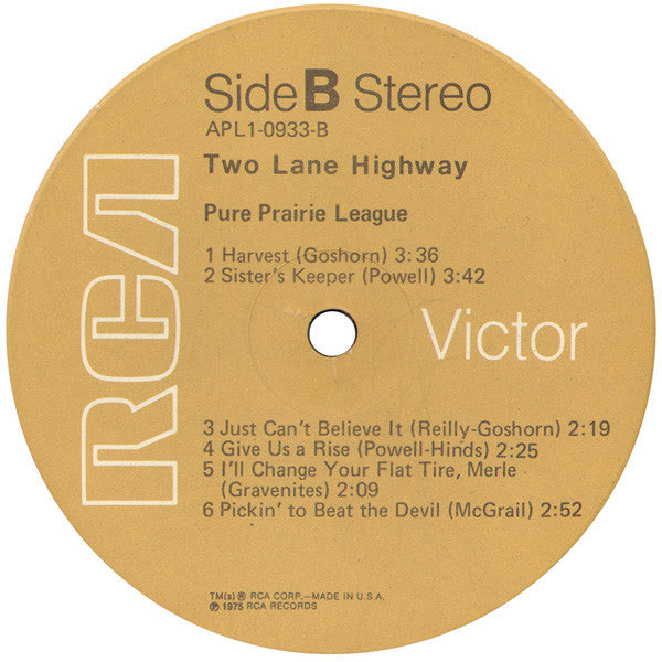 Pure Prairie League : Two Lane Highway (LP,Album)