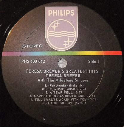 Teresa Brewer : Teresa Brewer's Greatest Hits (LP,Album,Stereo)