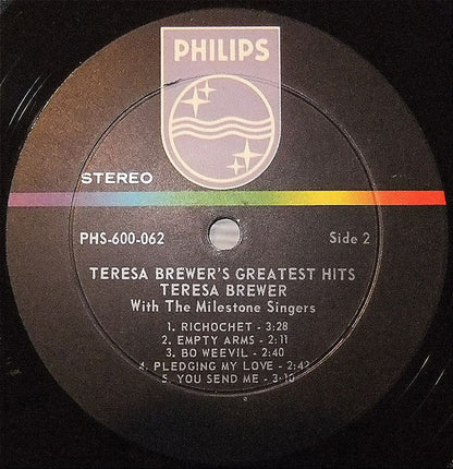 Teresa Brewer : Teresa Brewer's Greatest Hits (LP,Album,Stereo)