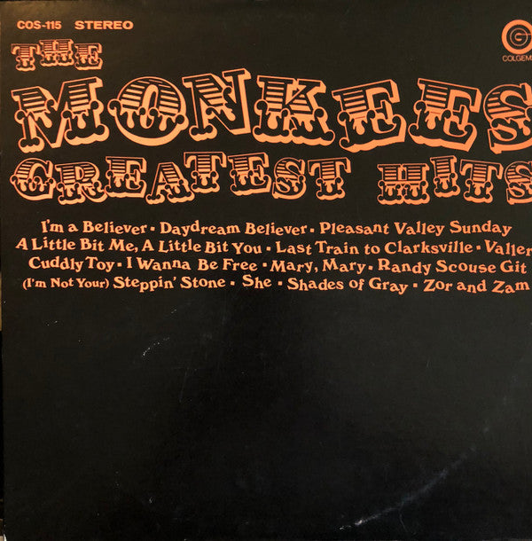 Monkees, The : Greatest Hits (LP,Compilation,Stereo)