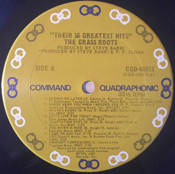 The Grass Roots : Their 16 Greatest Hits (LP,Compilation,Quadraphonic)