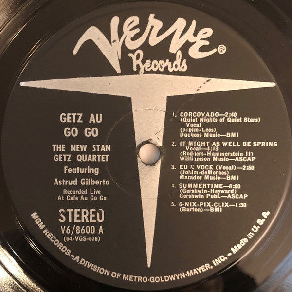 New Stan Getz Quartet, The Featuring Astrud Gilberto : Getz Au Go Go (LP,Album,Stereo)