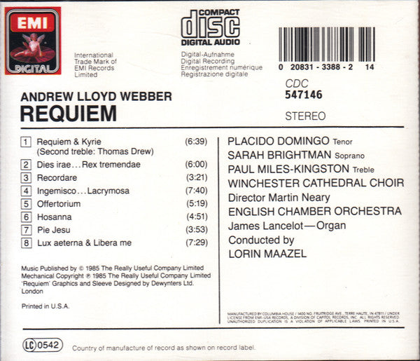 Andrew Lloyd Webber : Requiem (Album,Reissue)