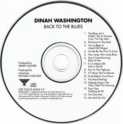 Dinah Washington : Back To The Blues (Album,Reissue)