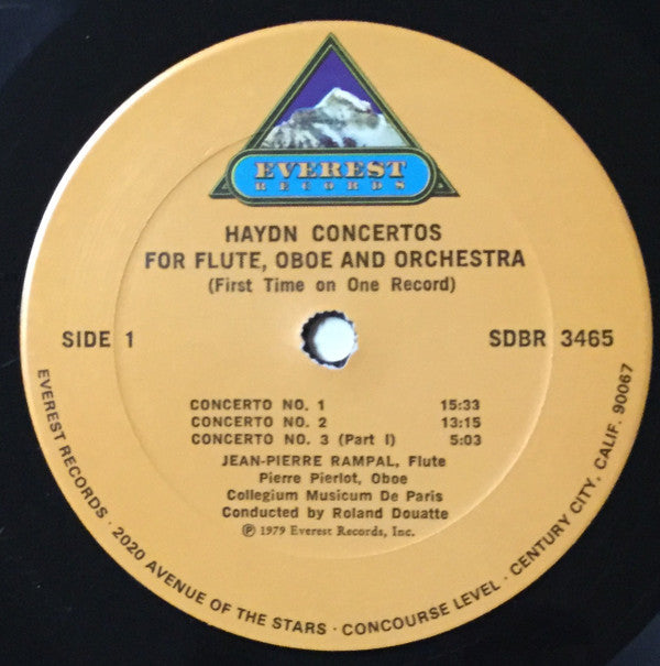 Joseph Haydn, Jean-Pierre Rampal, Pierre Pierlot, Collegium Musicum De Paris, Roland Douatte : Five Concertos For Flute, Oboe & Orchestra (Complete-First Time On One Record) (LP,Album)