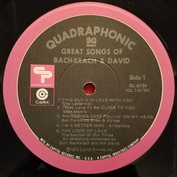 Various : Great Songs Of Bacharach & David (LP,Album,Quadraphonic)