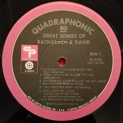 Various : Great Songs Of Bacharach & David (LP,Album,Quadraphonic)