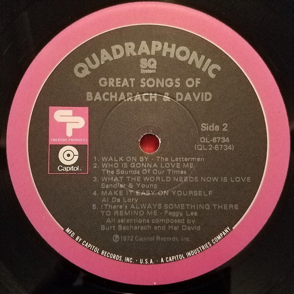 Various : Great Songs Of Bacharach & David (LP,Album,Quadraphonic)