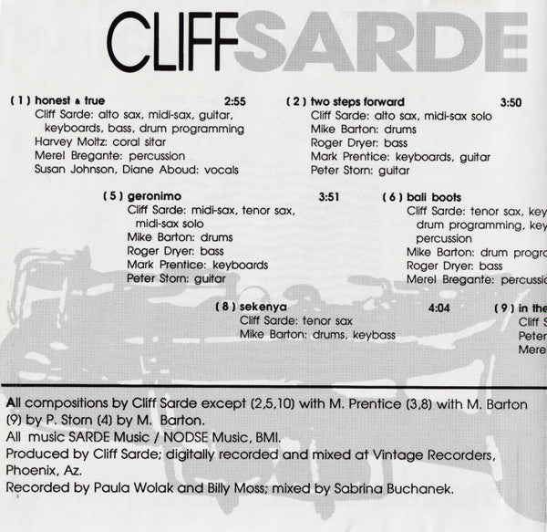 Cliff Sarde : Honest & True (Album)