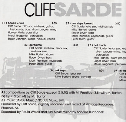 Cliff Sarde : Honest & True (Album)