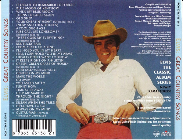 Elvis Presley : Great Country Songs (Compilation,Remastered)