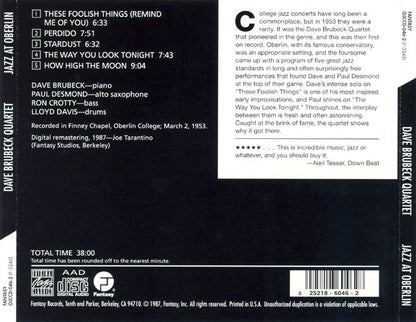 Dave Brubeck Quartet, The : Jazz At Oberlin (Album,Reissue,Remastered)