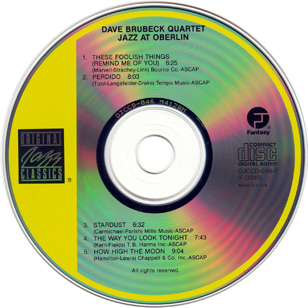 Dave Brubeck Quartet, The : Jazz At Oberlin (Album,Reissue,Remastered)