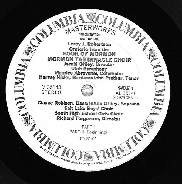Leroy Robertson – Utah Symphony Orchestra, Maurice de Abravanel, Mormon Tabernacle Choir, Jerold Ottley : Oratorio from the Book of Mormon  (LP,Album,Promo,Stereo)