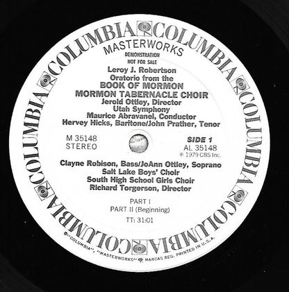 Leroy Robertson – Utah Symphony Orchestra, Maurice de Abravanel, Mormon Tabernacle Choir, Jerold Ottley : Oratorio from the Book of Mormon  (LP,Album,Promo,Stereo)