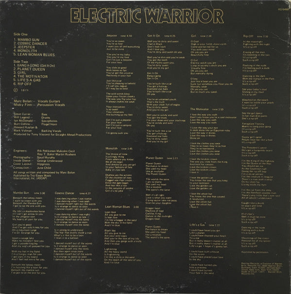 T. Rex : Electric Warrior (LP,Album,Reissue)