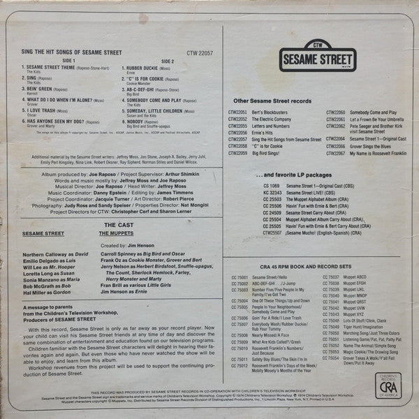 Sesame Street : Sing The Hit Songs Of Sesame Street (LP,Compilation)