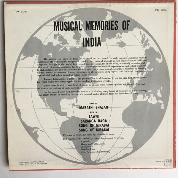 Deben Bhattacharya : Musical Memories Of India (LP,Mono)