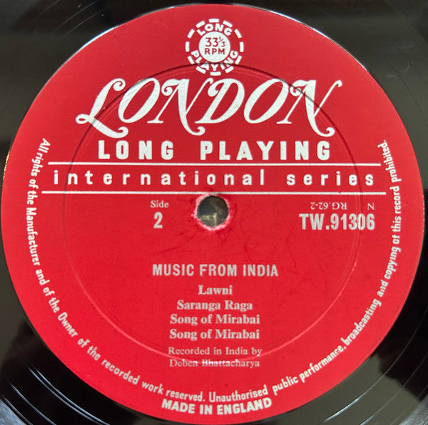 Deben Bhattacharya : Musical Memories Of India (LP,Mono)