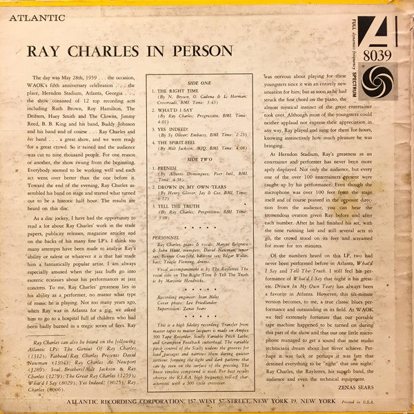 Ray Charles : Ray Charles In Person (LP,Mono,Album)