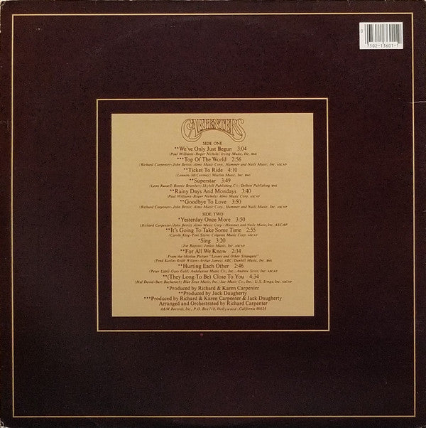 Carpenters : The Singles 1969-1973 (LP,Album,Compilation,Reissue)
