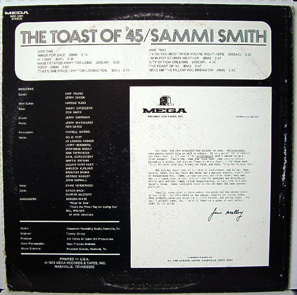 Sammi Smith : The Toast Of '45 (LP,Album,Stereo)
