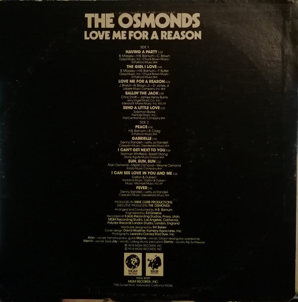 Osmonds, The : Love Me For A Reason (LP,Album)
