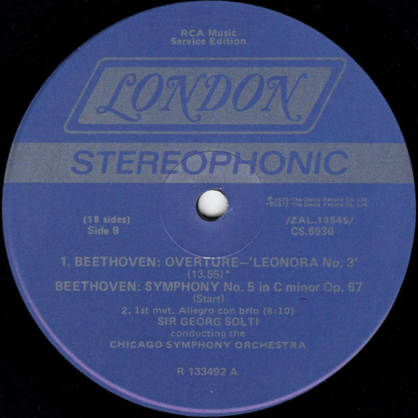 Ludwig van Beethoven, Chicago Symphony Orchestra, The, Georg Solti : Symphony No. 5 / Leonore Overture No. 3 (LP,Club Edition,Reissue,Stereo)