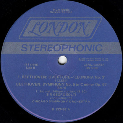 Ludwig van Beethoven, Chicago Symphony Orchestra, The, Georg Solti : Symphony No. 5 / Leonore Overture No. 3 (LP,Club Edition,Reissue,Stereo)