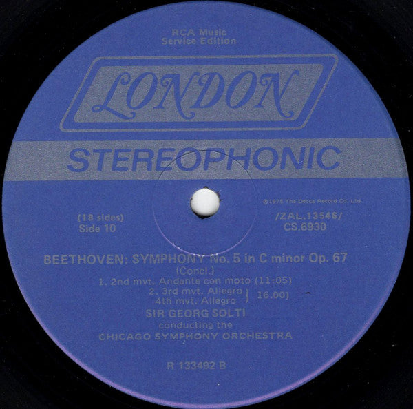 Ludwig van Beethoven, Chicago Symphony Orchestra, The, Georg Solti : Symphony No. 5 / Leonore Overture No. 3 (LP,Club Edition,Reissue,Stereo)