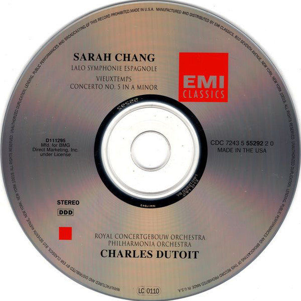 Henri Vieuxtemps / Édouard Lalo - Sarah Chang, Philharmonia Orchestra, Concertgebouworkest, Charles Dutoit : Concerto No. 5 / Symphonie Espagnole (Club Edition,Reissue)