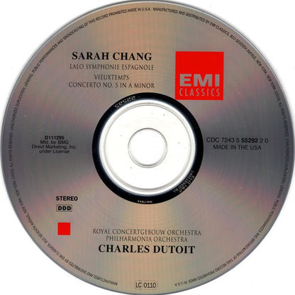 Henri Vieuxtemps / Édouard Lalo - Sarah Chang, Philharmonia Orchestra, Concertgebouworkest, Charles Dutoit : Concerto No. 5 / Symphonie Espagnole (Club Edition,Reissue)