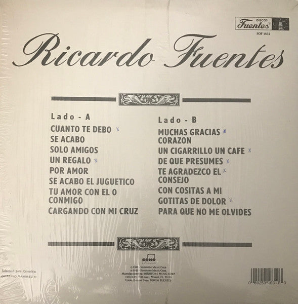 Ricardo Fuentes : Lo Mejor de Ricardo Fuentes (LP,Compilation,Stereo)