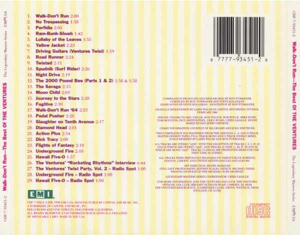 Ventures, The : Walk - Don't Run--The Best Of The Ventures (Compilation,Remastered,Stereo,Mono)