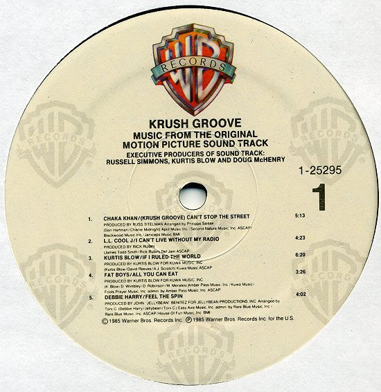 Various : Krush Groove (Music From The Original Motion Picture Soundtrack)  (LP,Album,Compilation,Stereo)