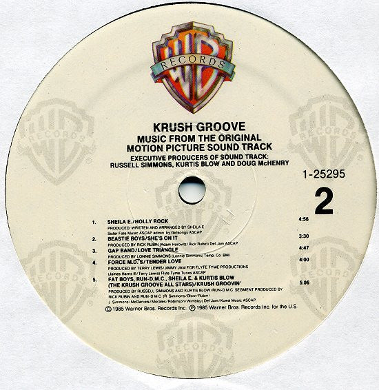 Various : Krush Groove (Music From The Original Motion Picture Soundtrack)  (LP,Album,Compilation,Stereo)
