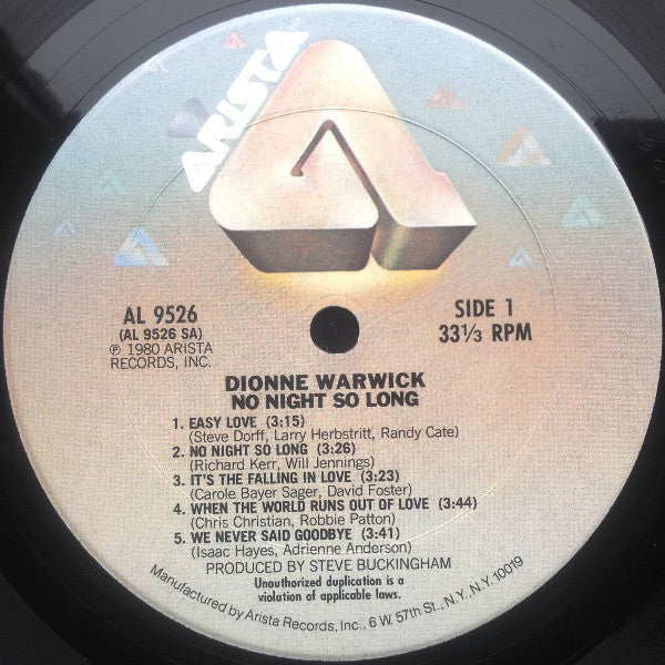 Dionne Warwick : No Night So Long (LP,Album,Stereo)