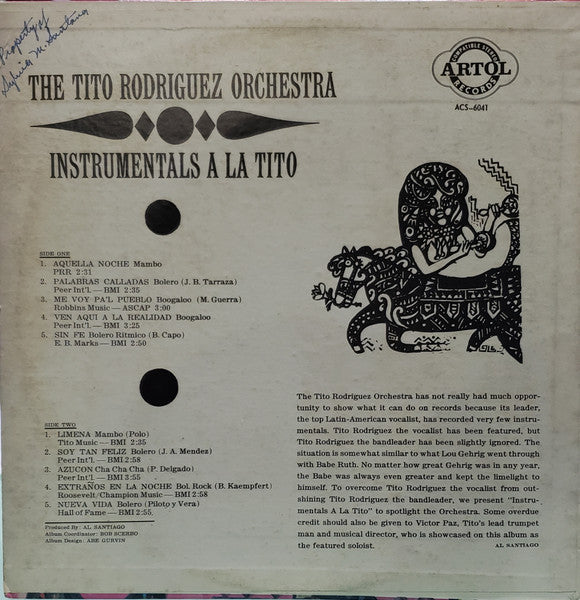Tito Rodriguez & His Orchestra : Instrumentals A La Tito (LP,Compilation)