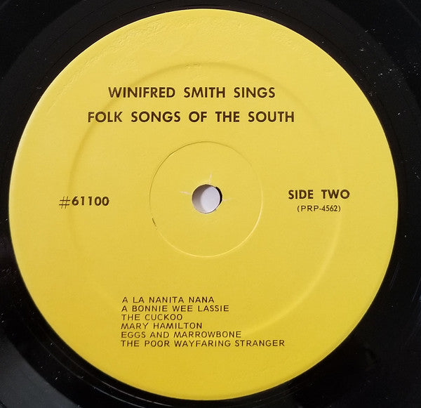 Winifred Smith : Folk Songs Of The South As Sung By Winifred Smith (LP,Album)