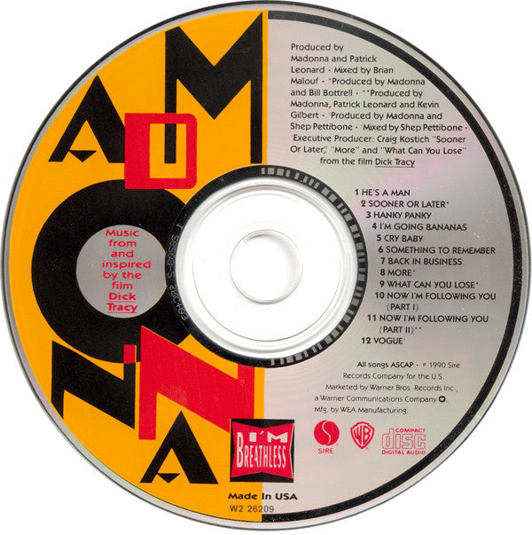 Madonna : I'm Breathless (Music From And Inspired By The Film Dick Tracy) (Album,Club Edition)