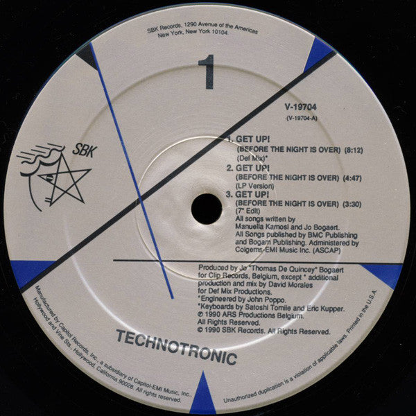Technotronic : Get Up! (Before The Night Is Over) (12",33 ⅓ RPM)