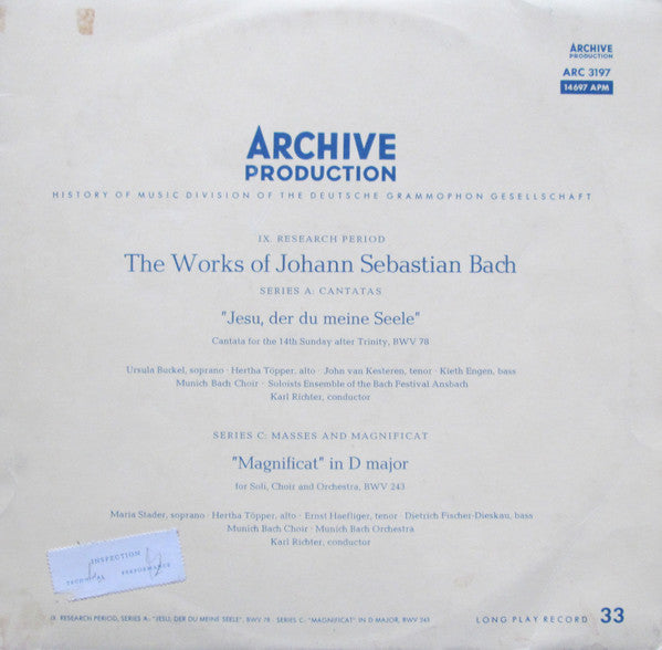 Johann Sebastian Bach : Magnicant In D Major (LP,Album)